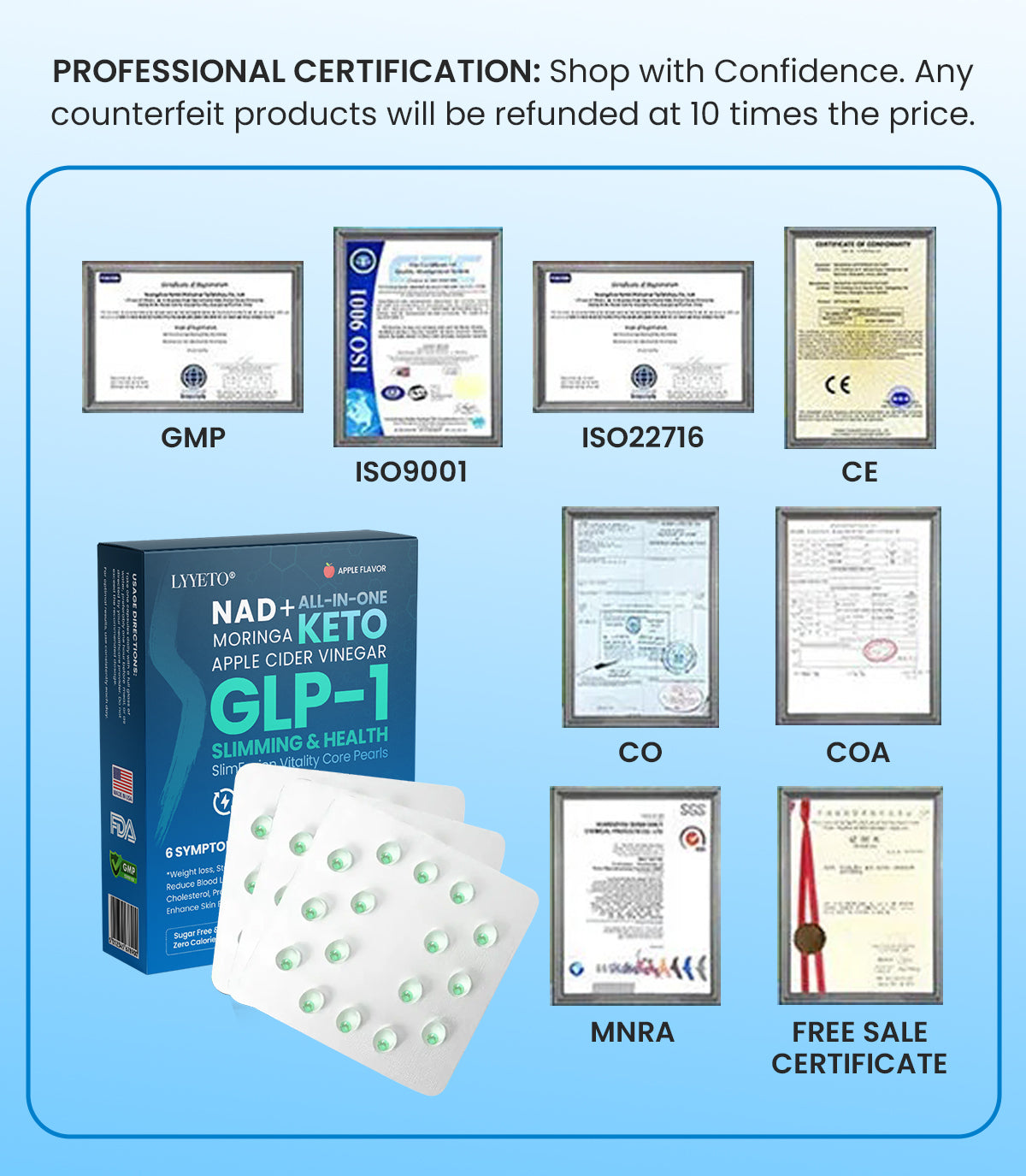 Lyyeto® GLP-1 Slimming & Health SlimFusion Vitality Core Pearls - NAD+ Moringa & ACV🔹XII