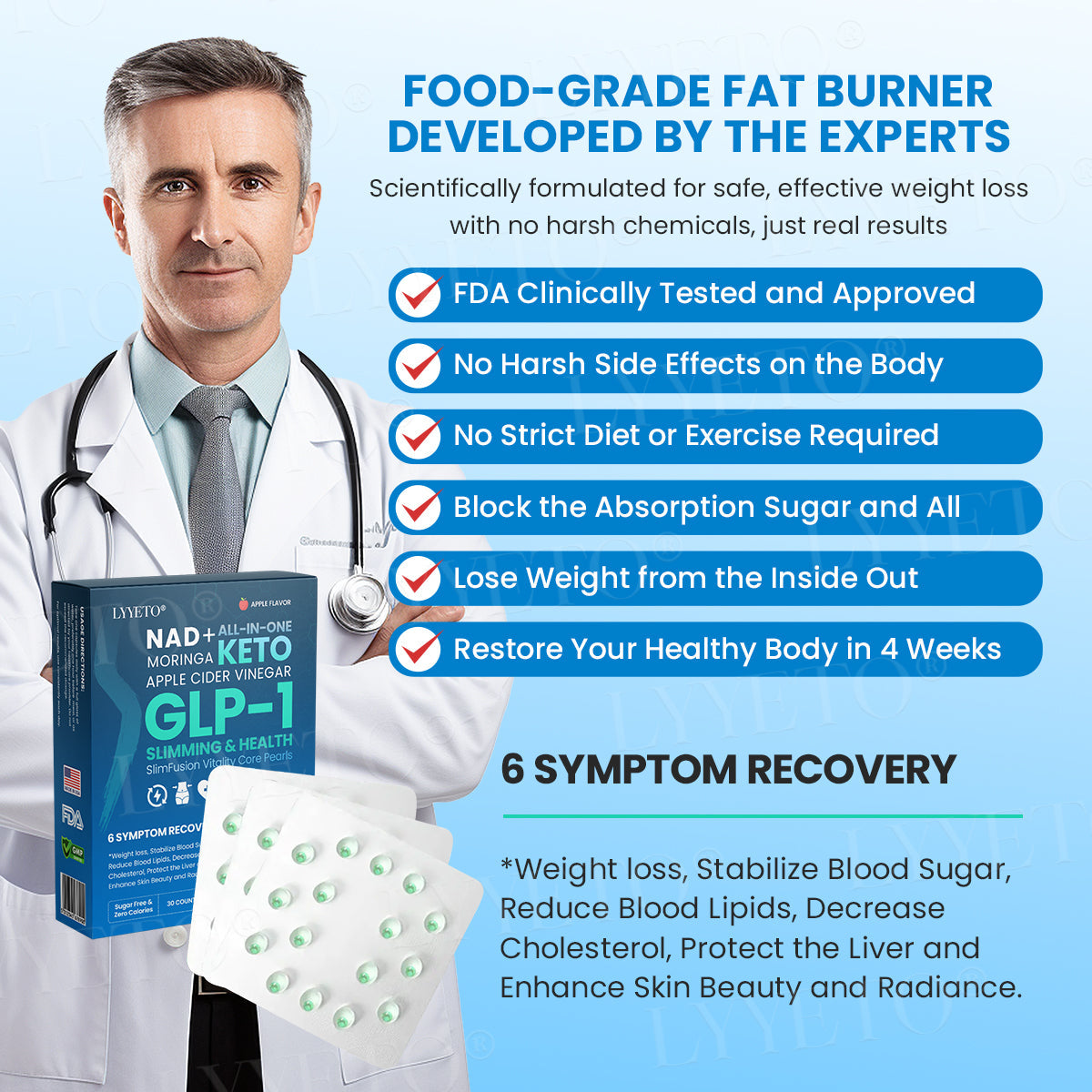 Lyyeto® GLP-1 Slimming & Health SlimFusion Vitality Core Pearls - NAD+ Moringa & ACV🔹XII