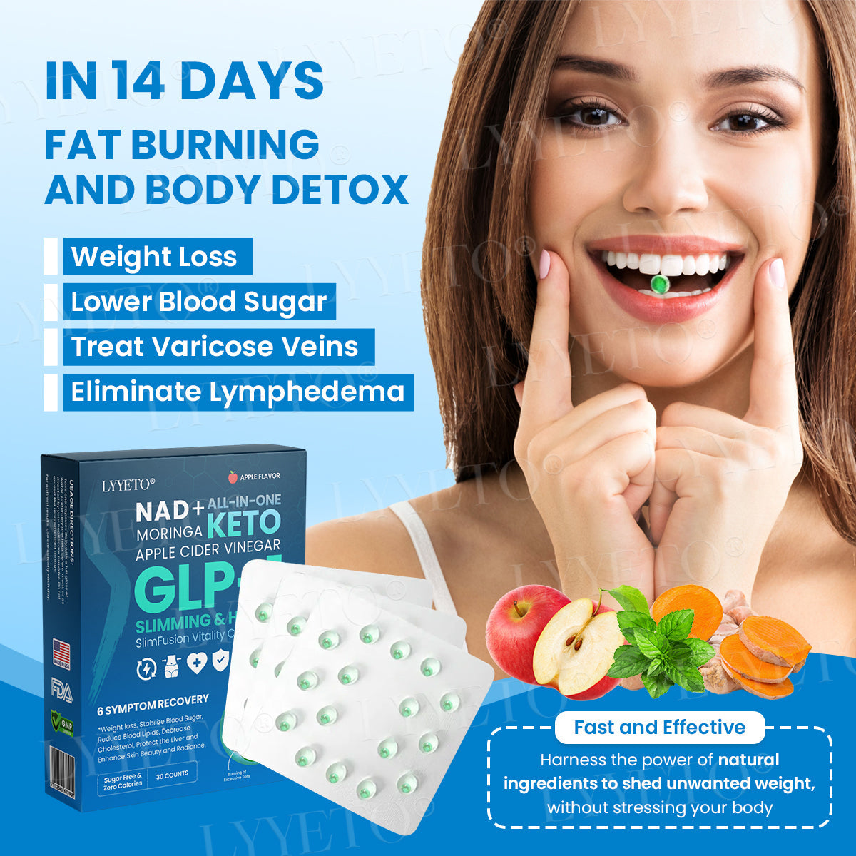 Lyyeto® GLP-1 Slimming & Health SlimFusion Vitality Core Pearls - NAD+ Moringa & ACV🔹XII