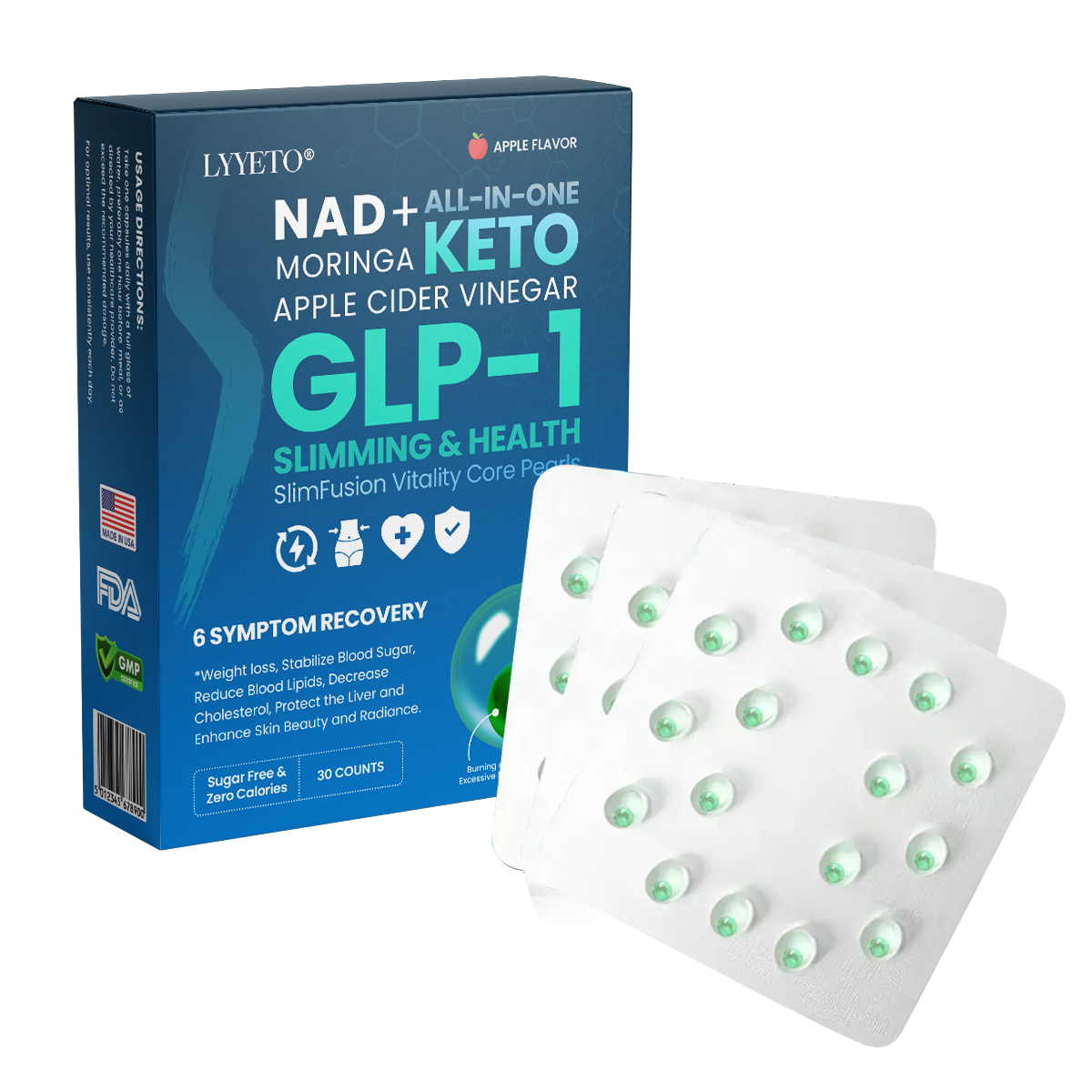 Lyyeto® GLP-1 Slimming & Health SlimFusion Vitality Core Pearls - NAD+ Moringa & ACV🔹XII
